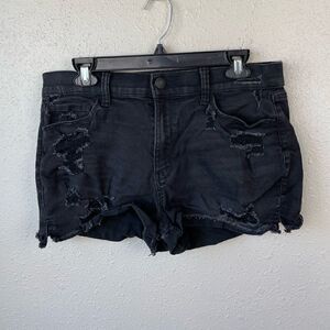 So Black Distressed Denim Shorts Size 13/31W EUC